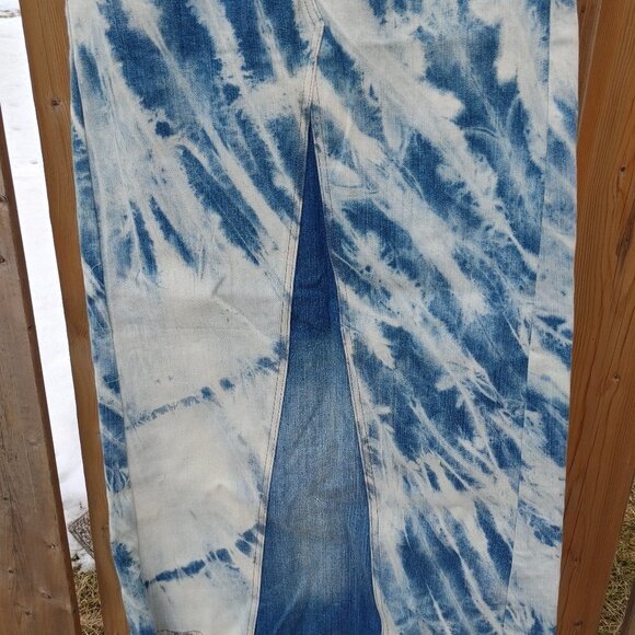 Michael Kors Tie Die Denim Skirt Full Length Maxi Skirt Size 0 - Picture 7 of 9